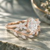 Pear-Cut Moissanite Engagement Ring Set with Nature-Inspired Design (4)