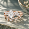 Pear-Cut Moissanite Engagement Ring Set with Nature-Inspired Design (5)