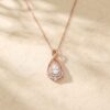 Pear Cut Moissanite Infinity Necklace with Halo Pendant for Women3