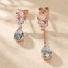 Pear Cut Moss Agate Earrings with Asymmetrical Maple Leaf Design (1)