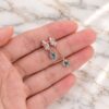 Pear Cut Moss Agate Earrings with Asymmetrical Maple Leaf Design (4)