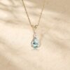 Pear Cut Moss Agate Triple Stone Pendant Necklace with Diamond Details2