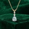 Pear Cut Moss Agate Triple Stone Pendant Necklace with Diamond Details3