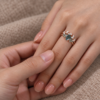 Pear-Cut Moss Agate and Moissanite Wedding Ring Set – Nature-Inspired (2)