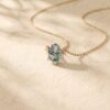 Pear-Cut Moss Agate and Moonstone Crescent Necklace1