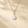 Pear Cut Natural Opal Trilogy Necklace with Sparkling Diamond Accents (1)