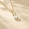Pear Cut Natural Opal Trilogy Necklace with Sparkling Diamond Accents (2)