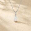 Pear Cut Natural Opal Trilogy Necklace with Sparkling Diamond Accents (6)