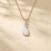Pear Cut Natural Opal Trilogy Necklace with Sparkling Diamond Accents (7)