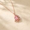Pear Cut Pink Sapphire Pendant Necklace with Crescent Vine Design2