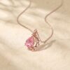 Pear Cut Pink Sapphire Pendant Necklace with Crescent Vine Design3