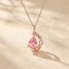 Pear Cut Pink Sapphire Pendant Necklace with Crescent Vine Design4