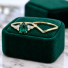 Pear Shaped Emerald Engagement Ring Set Vintage Bridal Set (3)