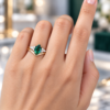 Pear Shaped Emerald Engagement Ring Set Vintage Bridal Set (4)