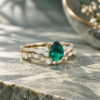 Pear-Shaped Lab Emerald Engagement Ring – Unique Bridal Wedding Set (3)