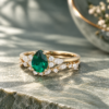Pear-Shaped Lab Emerald Engagement Ring – Unique Bridal Wedding Set (4)