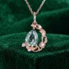 Pear-Shaped Moss Agate Pendant Necklace with Delicate Vine Accent6