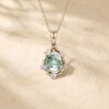 Pear-Shaped Moss Agate Pendant Necklace with Organic Halo1