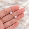 Pink Opal Round Cut Botanical Dangle Earrings for Women (2)
