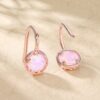 Pink Opal Round Cut Botanical Dangle Earrings for Women (4)