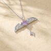 Purple Sapphire Bat Necklace with Sculpted Organic Curves (1)
