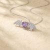 Purple Sapphire Bat Necklace with Sculpted Organic Curves (2)