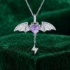 Purple Sapphire Bat Necklace with Sculpted Organic Curves (4)