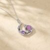 Purple Sapphire Penguin Pendant Necklace with Crescent Inspired Design (2)