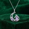 Purple Sapphire Penguin Pendant Necklace with Crescent Inspired Design (4)