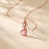Rose Glow Pear Cut Pink Sapphire Necklace with Floral Inspired Design for Valentine’s Day6