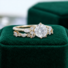 Round-Cut Moissanite Engagement Ring Set – Unique Bridal Set (1)