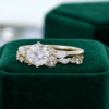 Round-Cut Moissanite Engagement Ring Set – Unique Bridal Set (2)