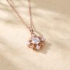 Round Cut Moissanite Snowflake Filigree Pendant Necklace3