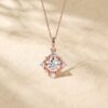 Round Cut Moissanite Snowflake Filigree Pendant Necklace4