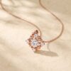 Round Cut Moissanite Snowflake Filigree Pendant Necklace7