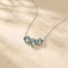 Round Cut Moss Agate Triple Stone Necklace with Star Design1