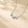 Round Cut Moss Agate Triple Stone Necklace with Star Design2