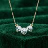 Round Cut Moss Agate Triple Stone Necklace with Star Design3