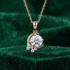 Round Moissanite Shooting Star Charm Necklace5