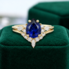 Sapphire And Moissanite Engagement Ring Set (1)
