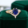 Sapphire And Moissanite Engagement Ring Set (2)