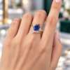 Sapphire And Moissanite Engagement Ring Set (3)
