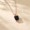 Solitaire Pendant Necklace with Emerald Cut Black Onyx3