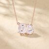Two Stone Moissanite Toi Et Moi Necklace with Pear & Emerald Cuts5