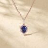 Unique Bezel Pendant Necklace with Shield Cut Lab Sapphire for an Anniversary2
