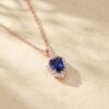 Unique Bezel Pendant Necklace with Shield Cut Lab Sapphire for an Anniversary3