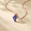 Unique Cornflower Sapphire Pendant Necklace with Kite Cut Stone and Cable Chain3