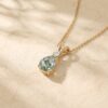 Vintage Garden Inspired Pear Cut Moss Agate Leaf Necklace with Diamond Details2